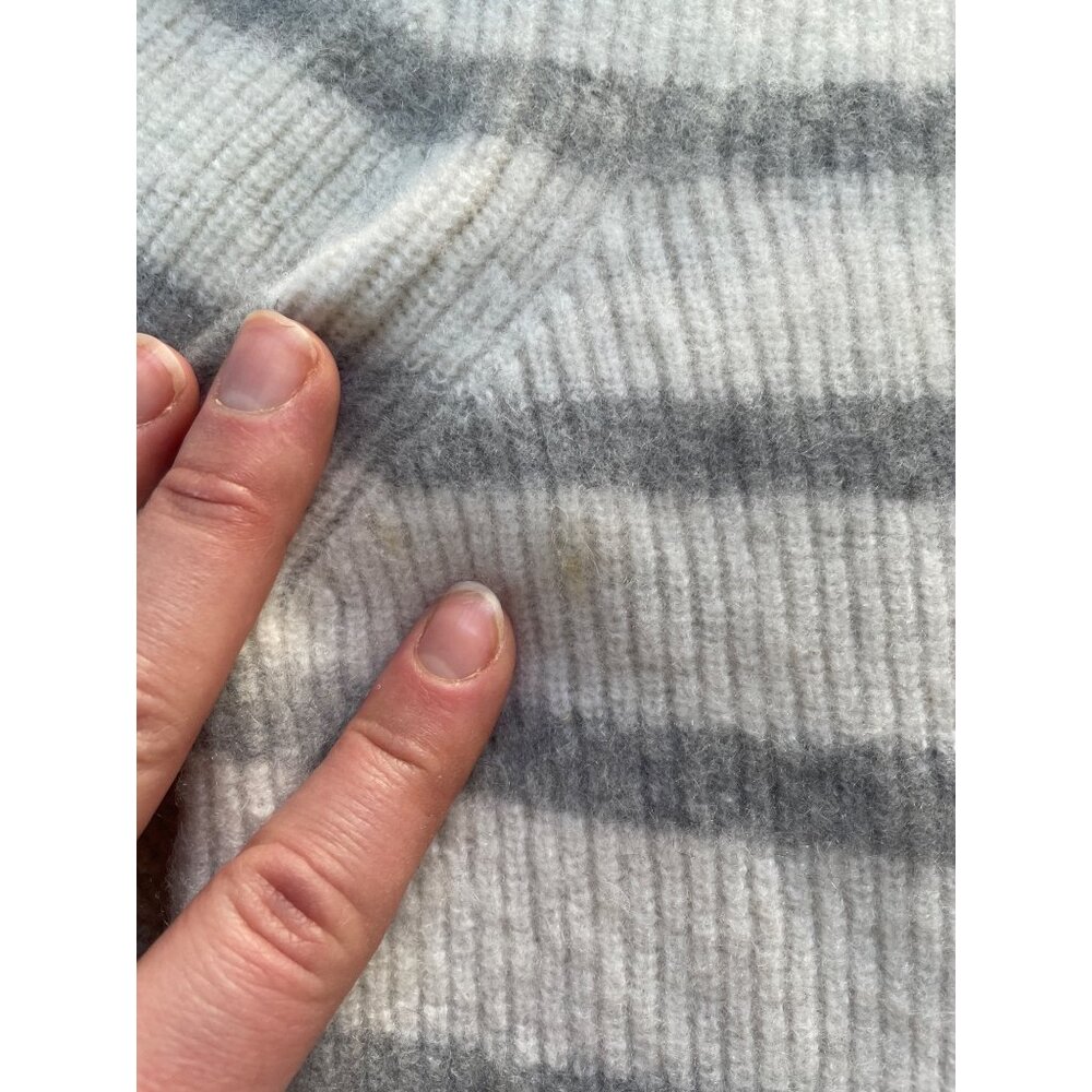 Forte Cashmere Women's XL 100% Cashmere Neutral Stripe Turtleneck Sweater - Picture 5 of 13